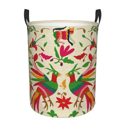 Meksikos „Fiesta Flowers Art“ skalbinių krepšelis Sulankstomas tekstilės siuvinėjimas kūdikių kliūtys darželio žaislams Organizatoriaus laikymo dėžės