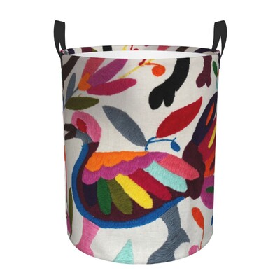 Meksikos „Fiesta Flowers Art“ skalbinių krepšelis Sulankstomas tekstilės siuvinėjimas kūdikių kliūtys darželio žaislams Organizatoriaus laikymo dėžės