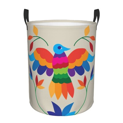 Meksikos „Fiesta Flowers Art“ skalbinių krepšelis Sulankstomas tekstilės siuvinėjimas kūdikių kliūtys darželio žaislams Organizatoriaus laikymo dėžės