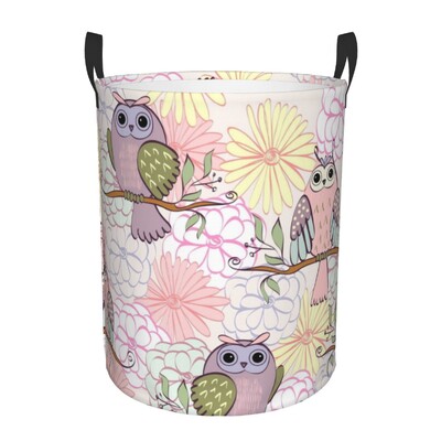 Καλάθι ρούχων Cartoon Owl Πτυσσόμενοι κάδοι αποθήκευσης για τα παιχνίδια οργάνωσης παιχνιδιών
