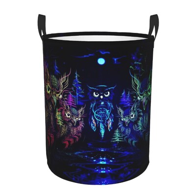 Καλάθι ρούχων Cartoon Owl Πτυσσόμενοι κάδοι αποθήκευσης για τα παιχνίδια οργάνωσης παιχνιδιών