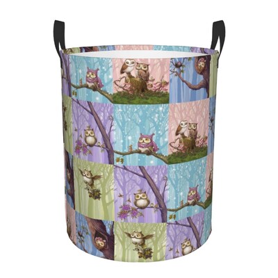 Καλάθι ρούχων Cartoon Owl Πτυσσόμενοι κάδοι αποθήκευσης για τα παιχνίδια οργάνωσης παιχνιδιών