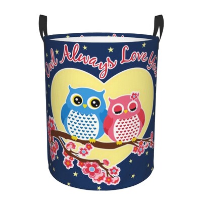 Καλάθι ρούχων Cartoon Owl Πτυσσόμενοι κάδοι αποθήκευσης για τα παιχνίδια οργάνωσης παιχνιδιών