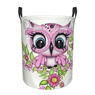 Καλάθι ρούχων Cartoon Owl Πτυσσόμενοι κάδοι αποθήκευσης για τα παιχνίδια οργάνωσης παιχνιδιών