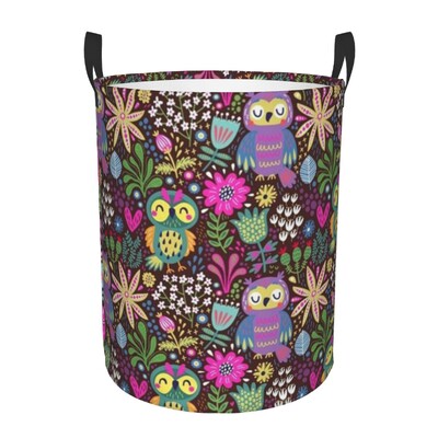 Καλάθι ρούχων Cartoon Owl Πτυσσόμενοι κάδοι αποθήκευσης για τα παιχνίδια οργάνωσης παιχνιδιών