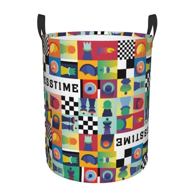 Chess Dimension Hamper Laundry Large Storage Basket Game Lover Chess Piece Kids Nursery Toy Organizer