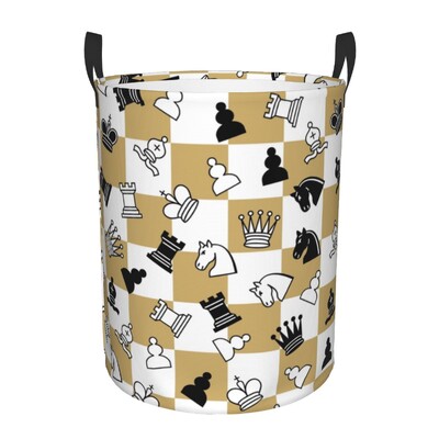 Chess Dimension Hamper Laundry Large Storage Basket Game Lover Chess Piece Kids Nursery Toy Organizer