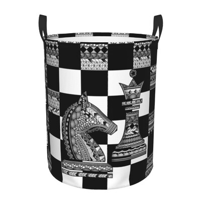 Chess Dimension Hamper Laundry Large Storage Basket Game Lover Chess Piece Kids Nursery Toy Organizer