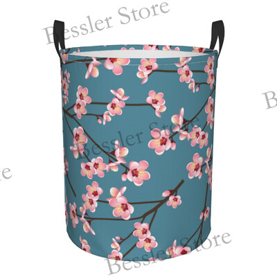 Vandeniui atsparus laikymo krepšys Sakura mėlynas fonas Buitinis nešvarių skalbinių krepšelis Sulankstomas laikymo kibiras Drabužiai Žaislai Organizatorius