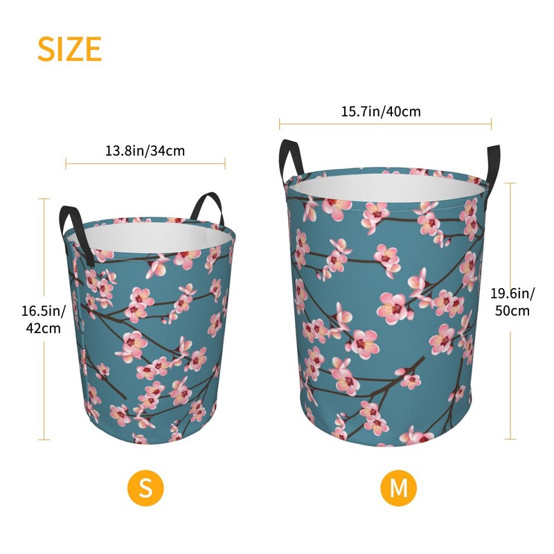 Vandeniui atsparus laikymo krepšys Sakura mėlynas fonas Buitinis nešvarių skalbinių krepšelis Sulankstomas laikymo kibiras Drabužiai Žaislai Organizatorius
