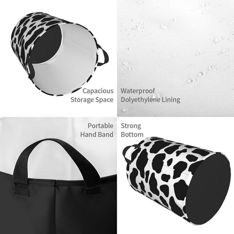 Individualizuotas karvės spausdinimo raštas skalbinių krepšelis sulankstomas kailiukas Gyvūno oda Odiniai žaisliniai drabužiai trukdo laikyti vaikų darželiui