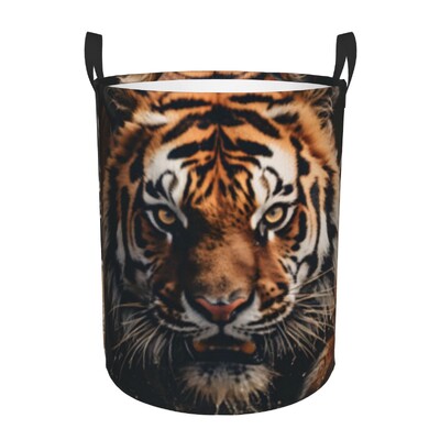 Nešvarių skalbinių krepšelis Tiger portretas sulankstomas drabužių laikymo kibiras Namų vandeniui atsparus organizatorius