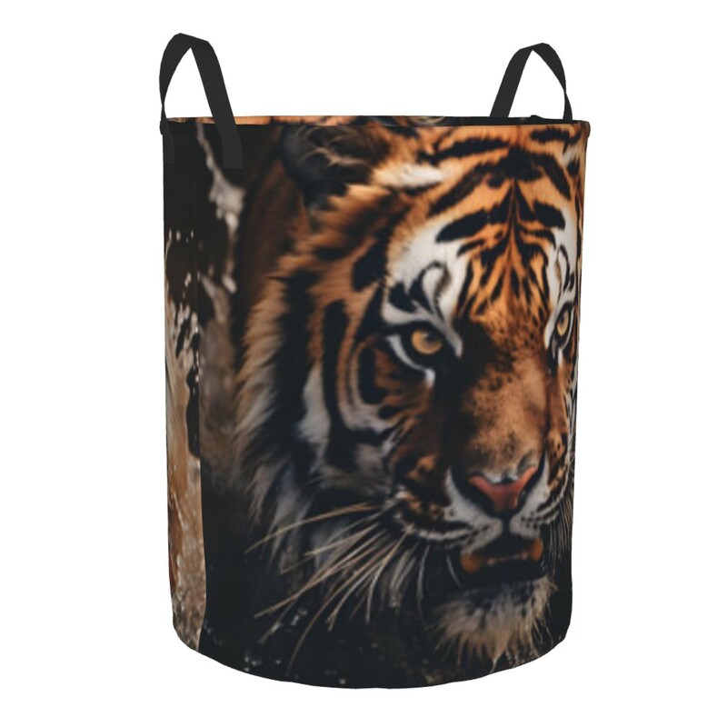 Nešvarių skalbinių krepšelis Tiger portretas sulankstomas drabužių laikymo kibiras Namų vandeniui atsparus organizatorius