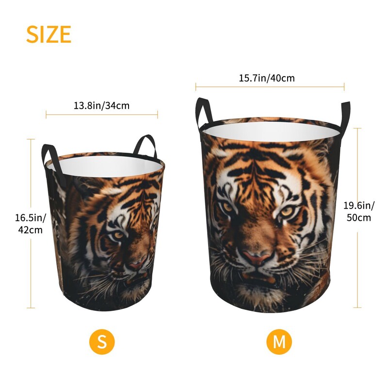 Nešvarių skalbinių krepšelis Tiger portretas sulankstomas drabužių laikymo kibiras Namų vandeniui atsparus organizatorius