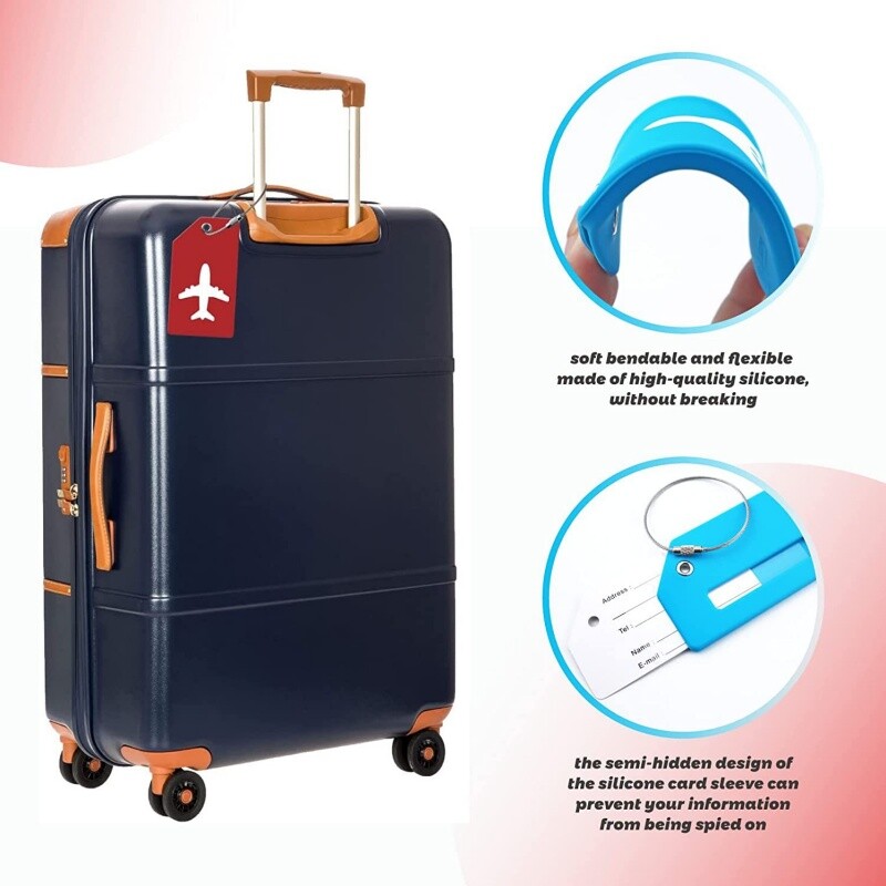 6 buc. accesorii de călătorie femei bărbați etichete de bagaje din silicon Valisă ID Nume Adresă Suport Etichetă pentru bagaje Etichetă unisex de înaltă calitate