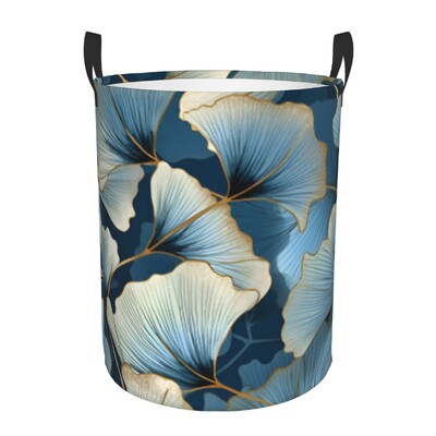 Összehajtható szennyes kosár Ginkgo mintás kerek tárolótartály Összecsukható határoló ruha vödör rendszerező