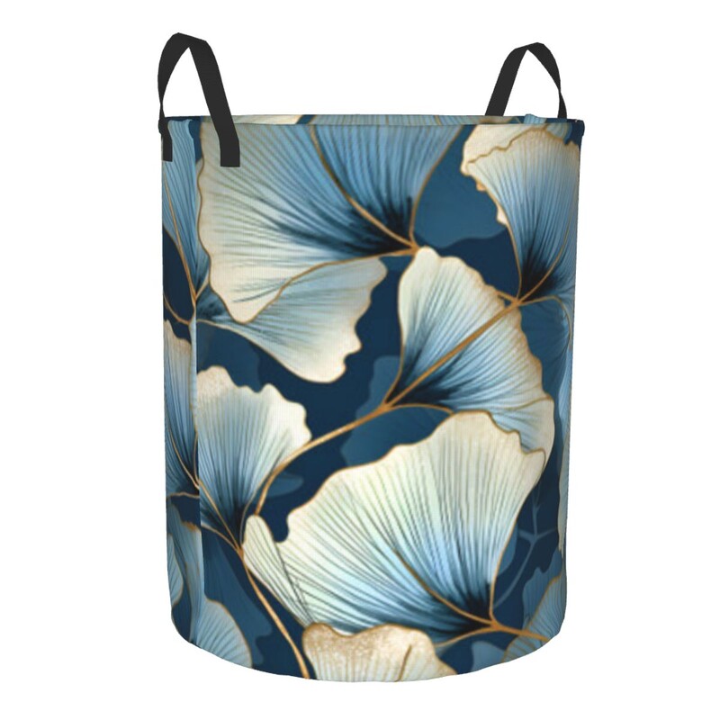 Összehajtható szennyes kosár Ginkgo mintás kerek tárolótartály Összecsukható határoló ruha vödör rendszerező