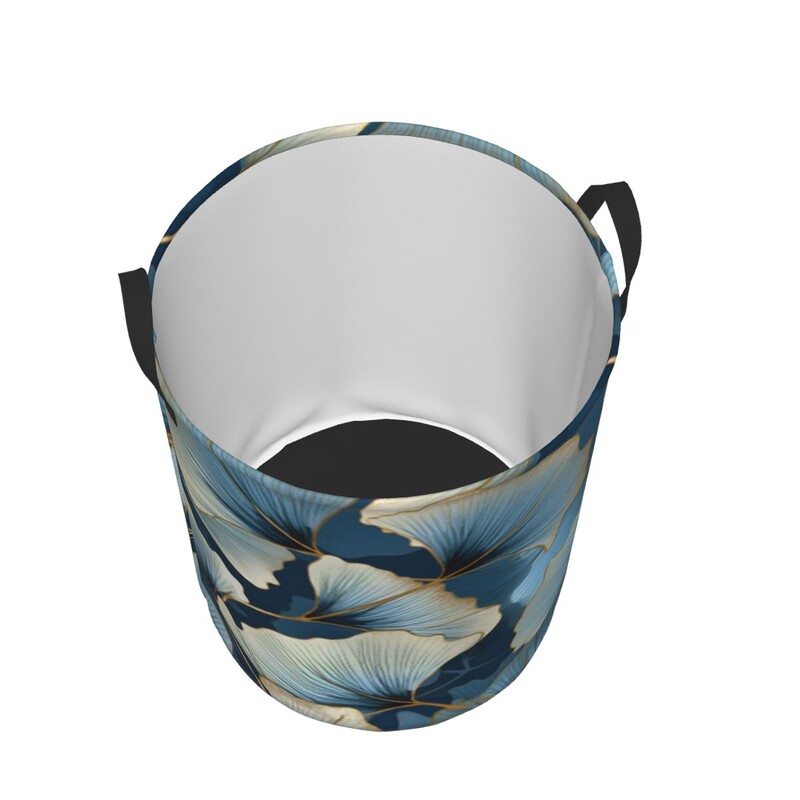 Összehajtható szennyes kosár Ginkgo mintás kerek tárolótartály Összecsukható határoló ruha vödör rendszerező