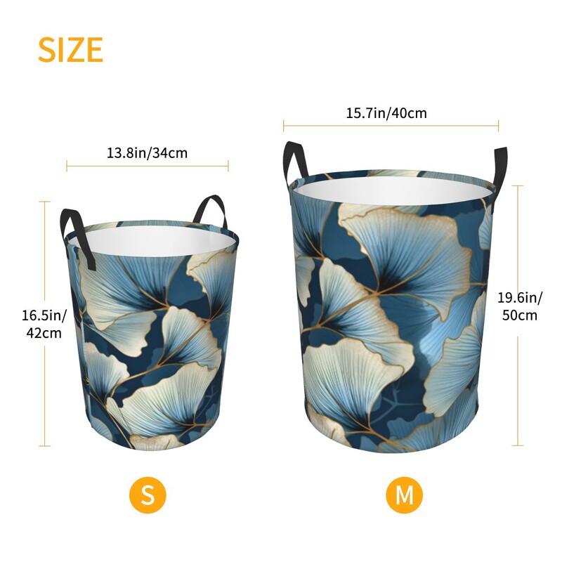 Összehajtható szennyes kosár Ginkgo mintás kerek tárolótartály Összecsukható határoló ruha vödör rendszerező