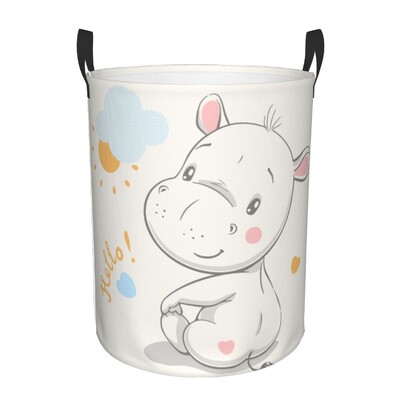 Összehajtható szennyes kosár piszkos ruhákhoz Aranyos víziló tárolása akadályozó gyerekeknek baba otthoni rendszerező