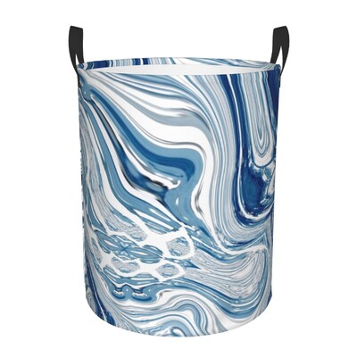 Egyedi Preppy Modern Minimalista Kék Arany Márvány Kavargó Mosodai Kosár Összecsukható Ruházat Határoló Játékok Szervező Tárolóládák