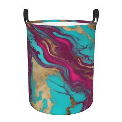 Egyedi Preppy Modern Minimalista Kék Arany Márvány Kavargó Mosodai Kosár Összecsukható Ruházat Határoló Játékok Szervező Tárolóládák