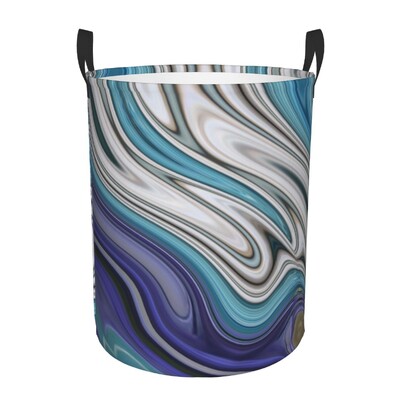 Egyedi Preppy Modern Minimalista Kék Arany Márvány Kavargó Mosodai Kosár Összecsukható Ruházat Határoló Játékok Szervező Tárolóládák