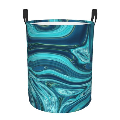 Egyedi Preppy Modern Minimalista Kék Arany Márvány Kavargó Mosodai Kosár Összecsukható Ruházat Határoló Játékok Szervező Tárolóládák