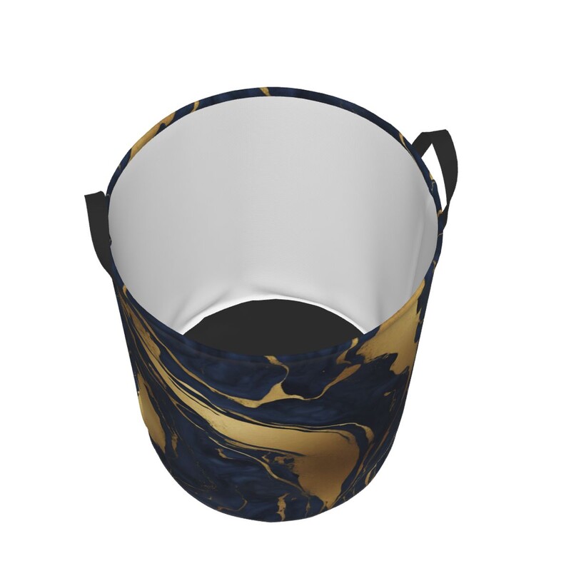 Egyedi Preppy Modern Minimalista Kék Arany Márvány Kavargó Mosodai Kosár Összecsukható Ruházat Határoló Játékok Szervező Tárolóládák