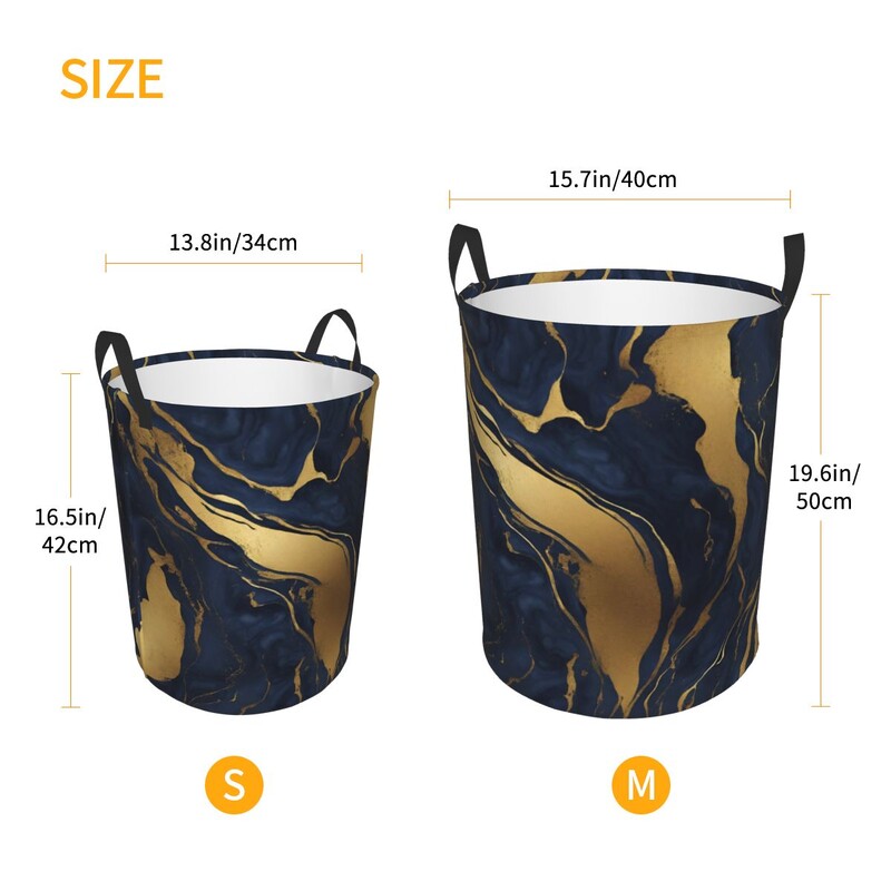 Egyedi Preppy Modern Minimalista Kék Arany Márvány Kavargó Mosodai Kosár Összecsukható Ruházat Határoló Játékok Szervező Tárolóládák