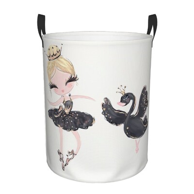 Ballet Art Coș de rufe Pliabil haine de lebădă Coș de jucărie Coș de depozitare pentru creșă de copii