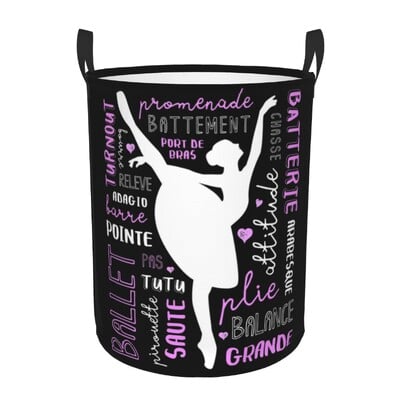 Ballet Art Coș de rufe Pliabil haine de lebădă Coș de jucărie Coș de depozitare pentru creșă de copii