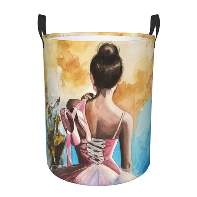Ballet Art Coș de rufe Pliabil haine de lebădă Coș de jucărie Coș de depozitare pentru creșă de copii