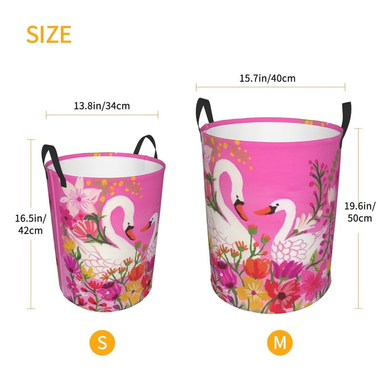 Ballet Art Coș de rufe Pliabil haine de lebădă Coș de jucărie Coș de depozitare pentru creșă de copii