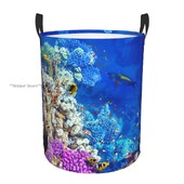 Nešvarių skalbinių krepšelis povandeninis pasaulis koralų ir tropinių žuvų sulankstomas drabužių laikymo kibiras Namų vandeniui atsparus organizatorius