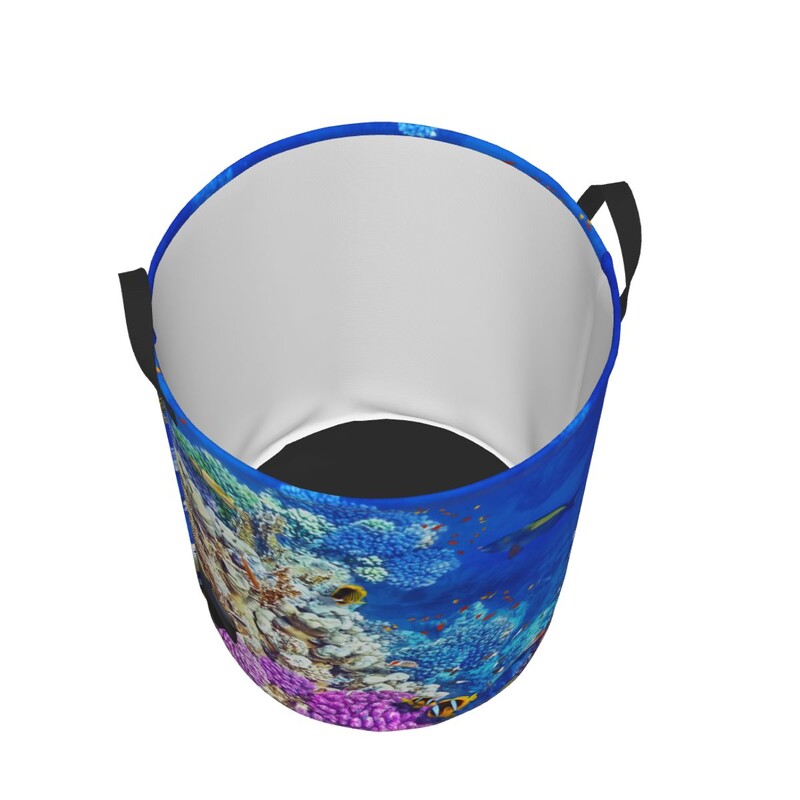 Nešvarių skalbinių krepšelis povandeninis pasaulis koralų ir tropinių žuvų sulankstomas drabužių laikymo kibiras Namų vandeniui atsparus organizatorius