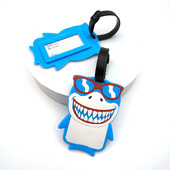 1PCS Cute Shark Luggage Tag Ετικέτα επιβίβασης Αποσκευή Ετικέτα Αντικειμένου Απώλεια Πρόληψης Ετικέτα Ταξίδι Βασική Πρόληψη Απώλειας Κρεμασμένη ετικέτα