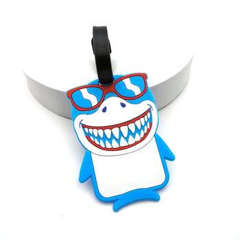 1PCS Cute Shark Luggage Tag Ετικέτα επιβίβασης Αποσκευή Ετικέτα Αντικειμένου Απώλεια Πρόληψης Ετικέτα Ταξίδι Βασική Πρόληψη Απώλειας Κρεμασμένη ετικέτα