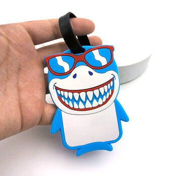 1PCS Cute Shark Luggage Tag Ετικέτα επιβίβασης Αποσκευή Ετικέτα Αντικειμένου Απώλεια Πρόληψης Ετικέτα Ταξίδι Βασική Πρόληψη Απώλειας Κρεμασμένη ετικέτα