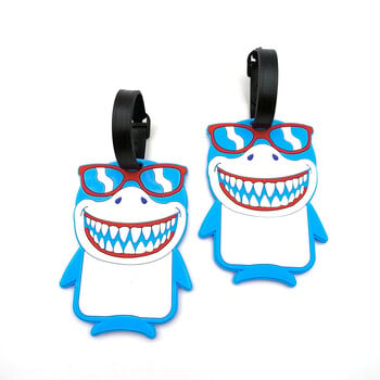 1PCS Cute Shark Luggage Tag Ετικέτα επιβίβασης Αποσκευή Ετικέτα Αντικειμένου Απώλεια Πρόληψης Ετικέτα Ταξίδι Βασική Πρόληψη Απώλειας Κρεμασμένη ετικέτα