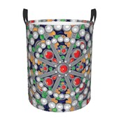 Kabyle Jewelry Tafzimth Amazigh Καλάθι Πλυντηρίου Πτυσσόμενο Ethnic Geometric Baby Hamper for Nursery Toys Organizer Αποθήκευση Κάδοι