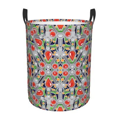 Kabyle Jewelry Tafzimth Amazigh Καλάθι Πλυντηρίου Πτυσσόμενο Ethnic Geometric Baby Hamper for Nursery Toys Organizer Αποθήκευση Κάδοι