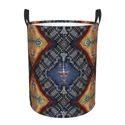 Kabyle Jewelry Tafzimth Amazigh Καλάθι Πλυντηρίου Πτυσσόμενο Ethnic Geometric Baby Hamper for Nursery Toys Organizer Αποθήκευση Κάδοι