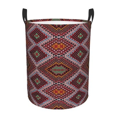 Kabyle Jewelry Tafzimth Amazigh Καλάθι Πλυντηρίου Πτυσσόμενο Ethnic Geometric Baby Hamper for Nursery Toys Organizer Αποθήκευση Κάδοι