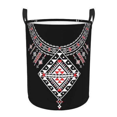 Kabyle Jewelry Tafzimth Amazigh Καλάθι Πλυντηρίου Πτυσσόμενο Ethnic Geometric Baby Hamper for Nursery Toys Organizer Αποθήκευση Κάδοι