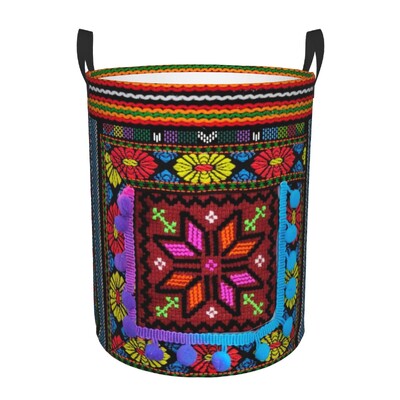 Kabyle Jewelry Tafzimth Amazigh Καλάθι Πλυντηρίου Πτυσσόμενο Ethnic Geometric Baby Hamper for Nursery Toys Organizer Αποθήκευση Κάδοι