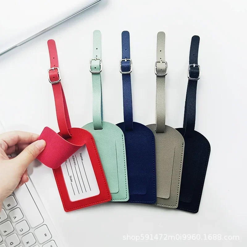1 db PU bőr repülési poggyászcímkék Utazási kiegészítők Női Férfi Poggyásztábla Név azonosító Cím Tartó Bőrönd címke