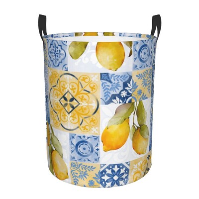 Mediteranske pločice Ljeto Voće Limuni Košara za rublje Sklopiva košara za odjeću Košara za igračke Posuda za odlaganje za dječju sobu