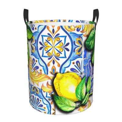 Mediteranske pločice Ljeto Voće Limuni Košara za rublje Sklopiva košara za odjeću Košara za igračke Posuda za odlaganje za dječju sobu