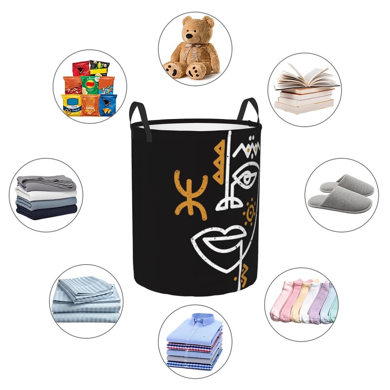 Berber Tifinagh Z Imazighen Veido skalbinių krepšelis Sulankstomas didelis drabužių laikymo dėžė Amazigh Kabyle Art kūdikių kliūtis